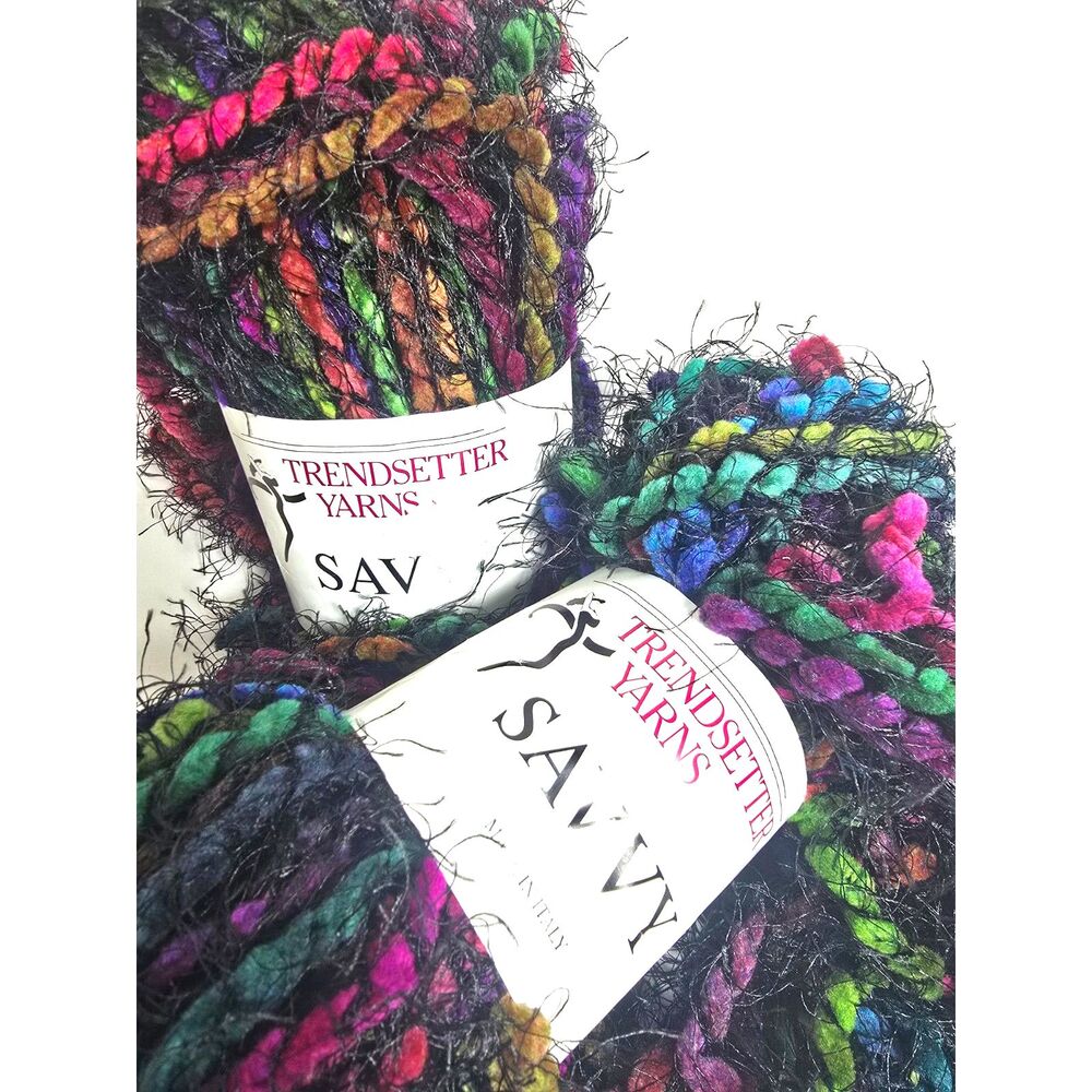 Trendsetter Yarn Savvy Multicolor 2 Skeins Chenille Twist Eyelash Italy 60 yds.
